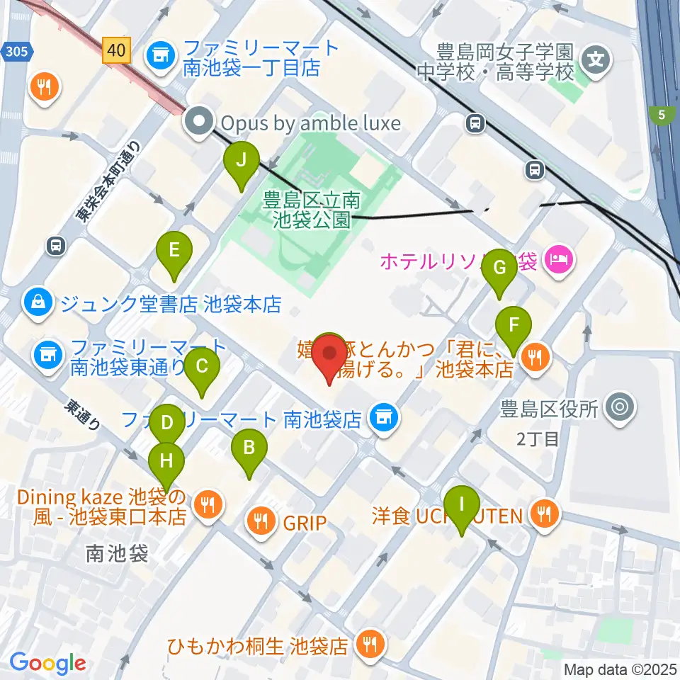 シアターグリーン周辺のカフェ一覧地図