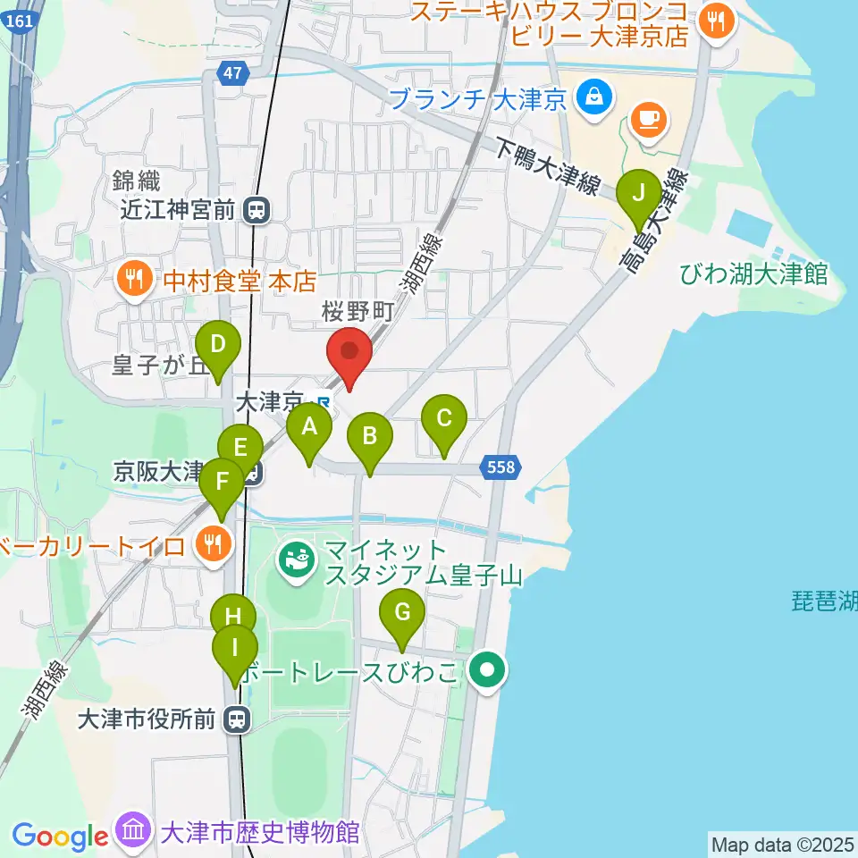 JEUGIAミュージックセンター大津京周辺のカフェ一覧地図