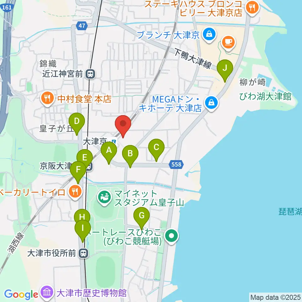 JEUGIAミュージックセンター大津京周辺のカフェ一覧地図