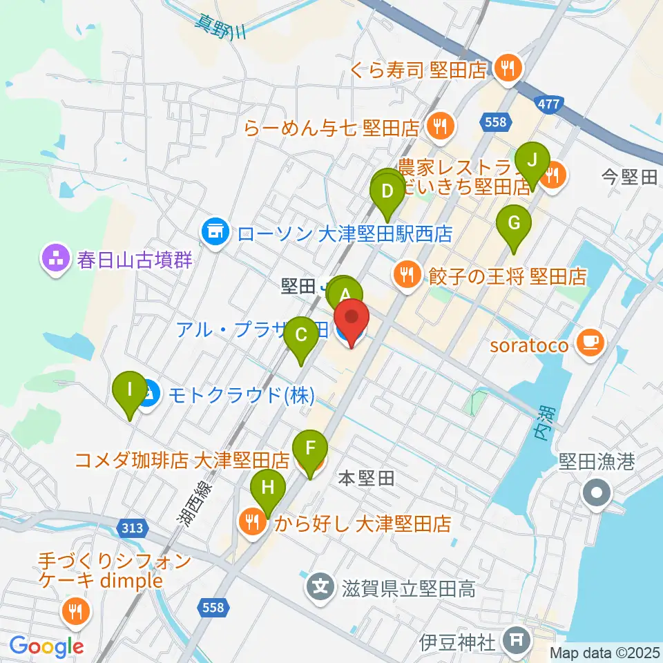 JEUGIA アル・プラザ堅田センター周辺のカフェ一覧地図