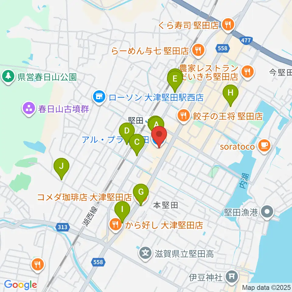 JEUGIA アル・プラザ堅田センター周辺のカフェ一覧地図