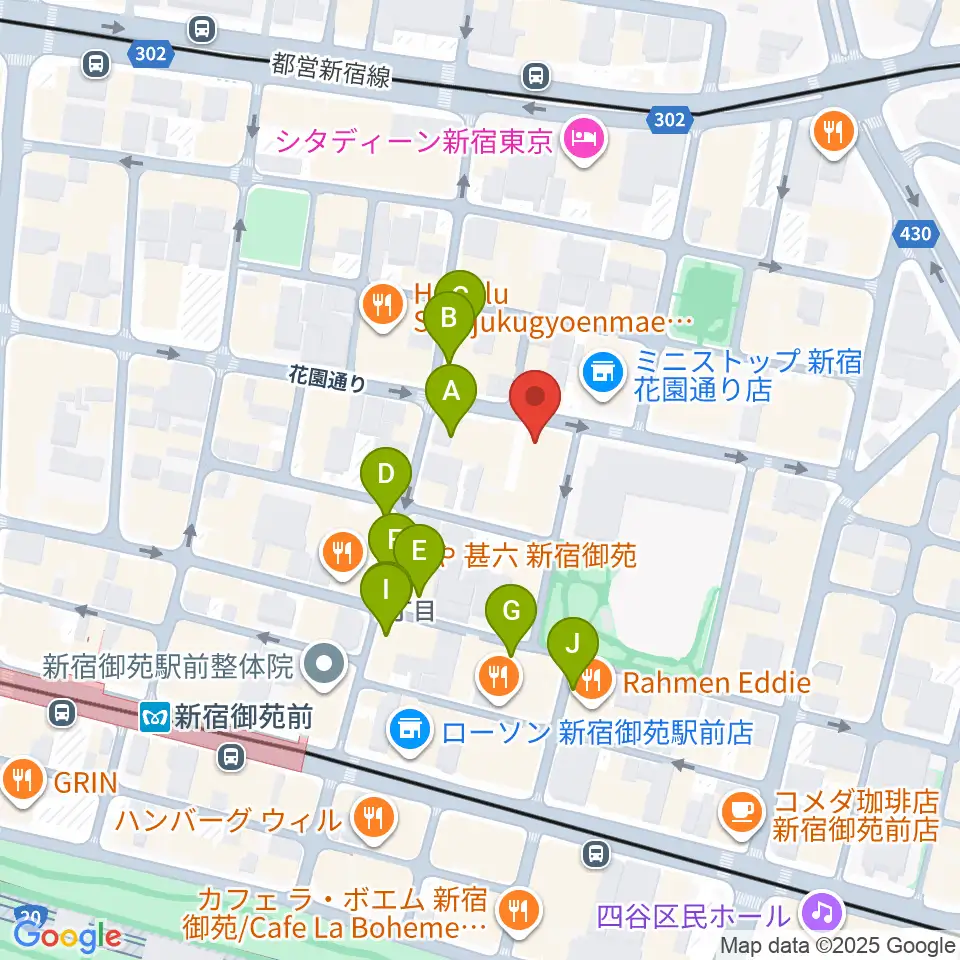 新宿シアターサンモール周辺のカフェ一覧地図