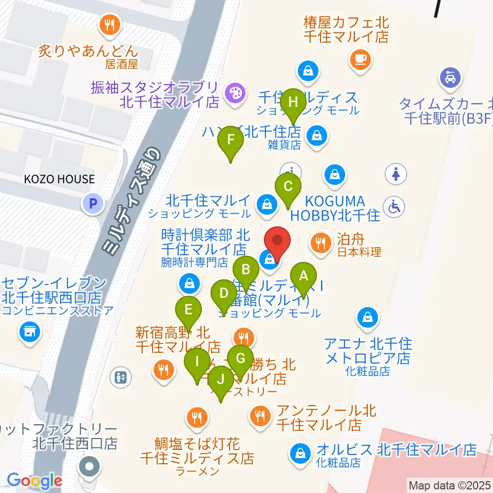 北千住シアター1010周辺のカフェ一覧地図