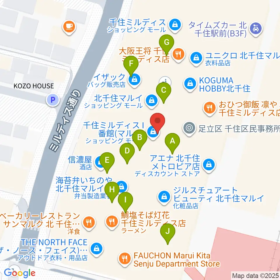 北千住シアター1010周辺のカフェ一覧地図