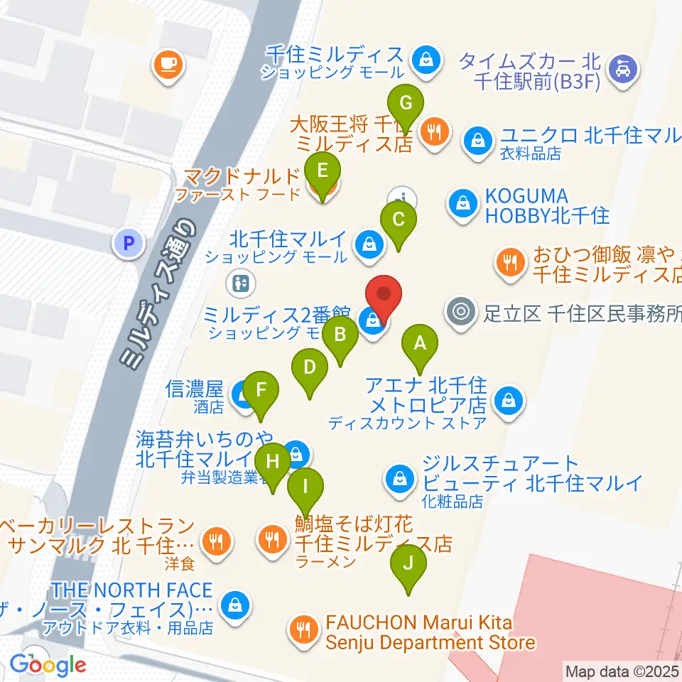 北千住シアター1010周辺のカフェ一覧地図