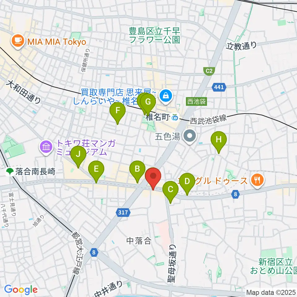 シアター風姿花伝周辺のカフェ一覧地図