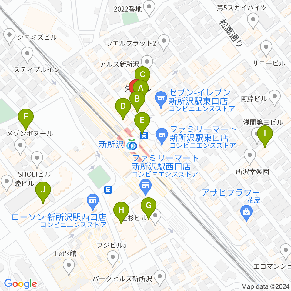 空の上の音楽教室周辺のカフェ一覧地図