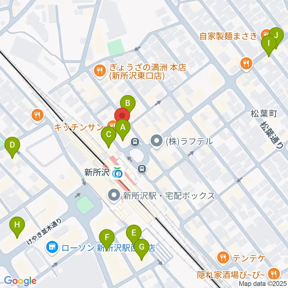 空の上の音楽教室周辺のカフェ一覧地図