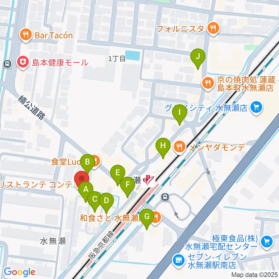 JEUGIA 島本センター周辺のカフェ一覧地図