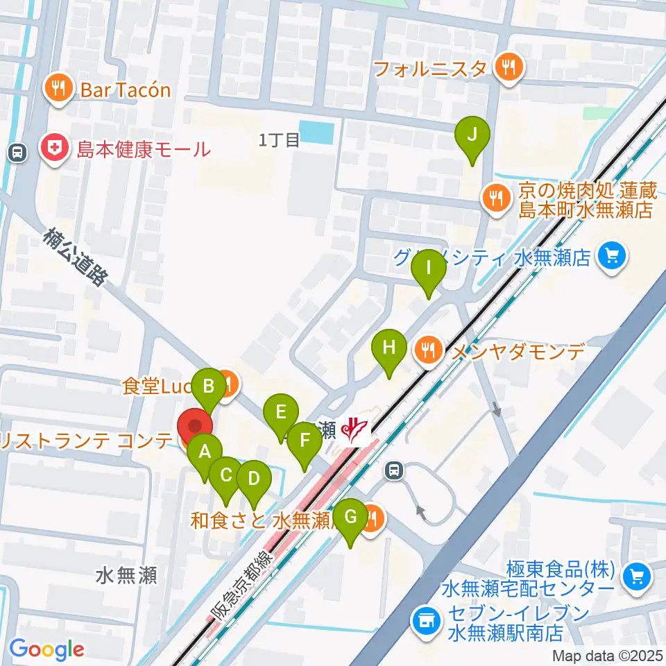 JEUGIA 島本センター周辺のカフェ一覧地図