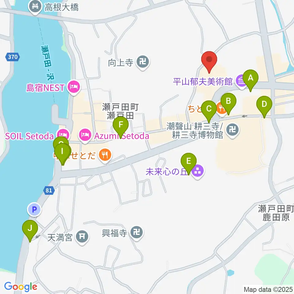 尾道市瀬戸田市民会館周辺のカフェ一覧地図