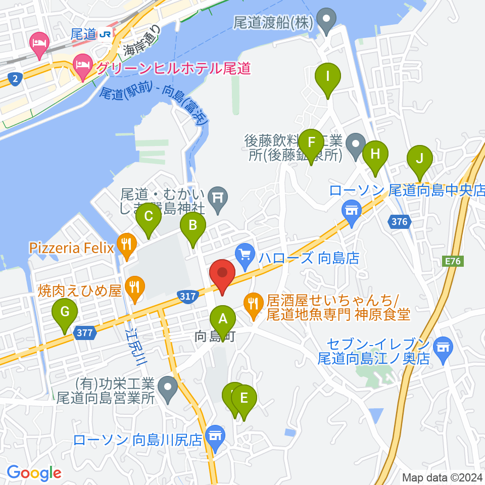 尾道市民センターむかいしま文化ホール周辺のカフェ一覧地図