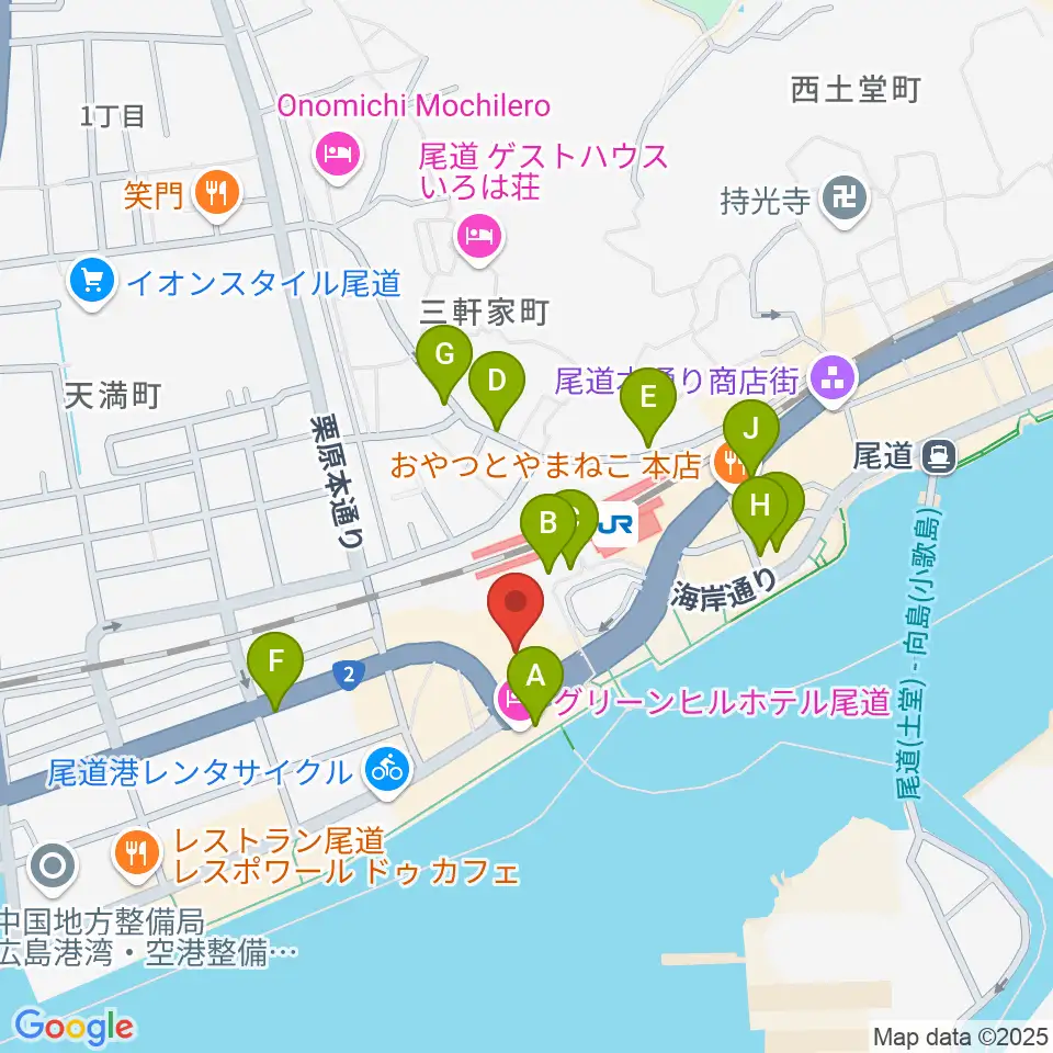 しまなみ交流館テアトロシェルネ周辺のカフェ一覧地図