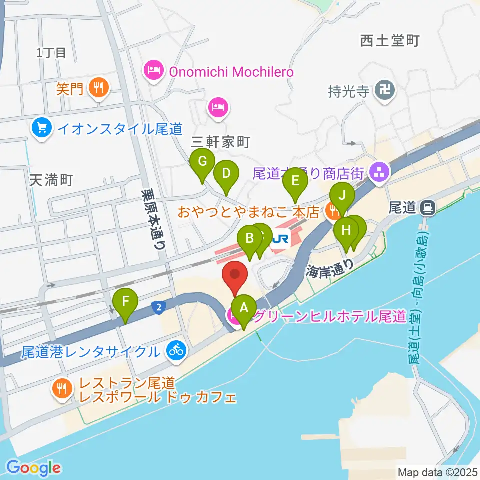 しまなみ交流館テアトロシェルネ周辺のカフェ一覧地図