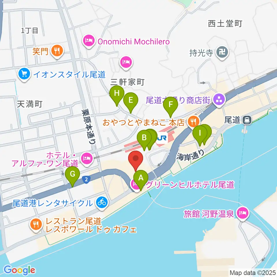 しまなみ交流館テアトロシェルネ周辺のカフェ一覧地図