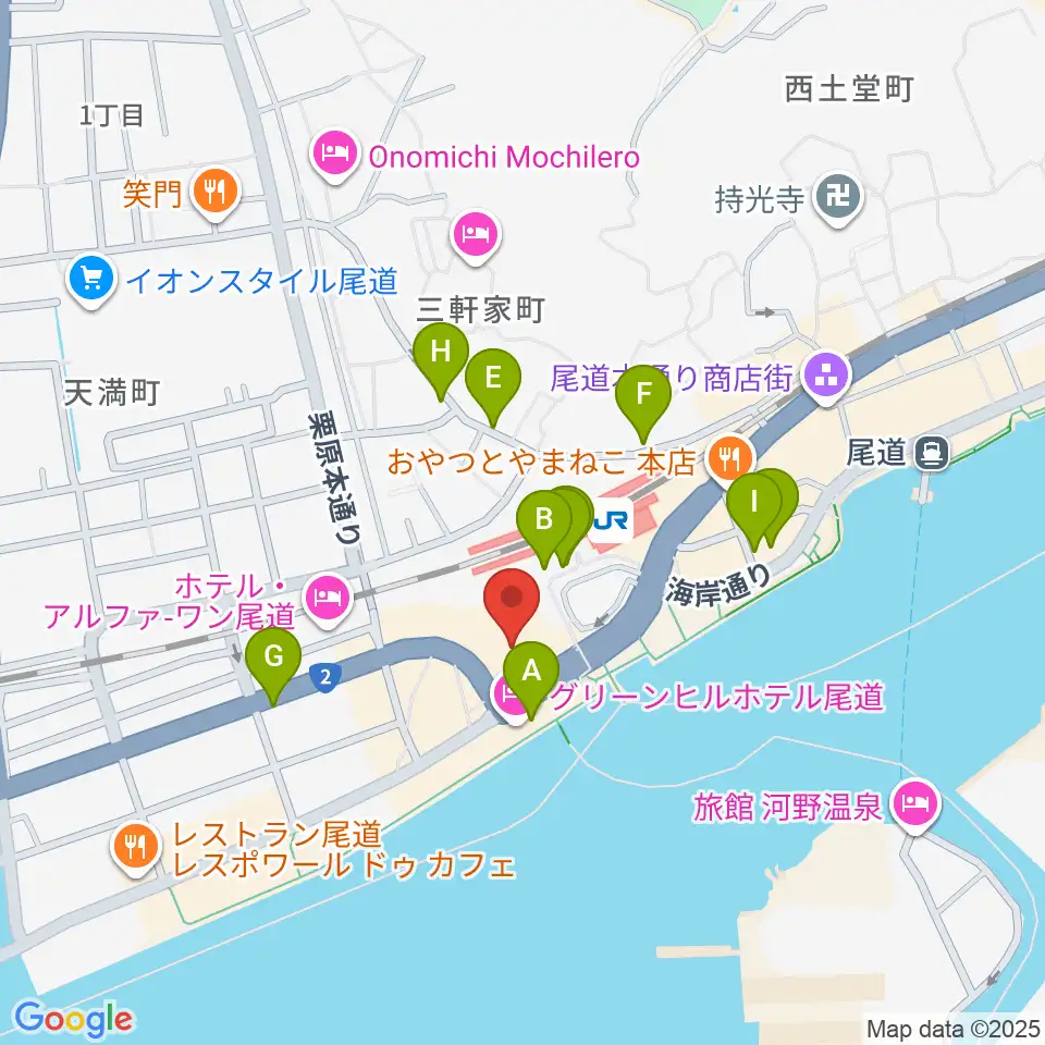 しまなみ交流館テアトロシェルネ周辺のカフェ一覧地図