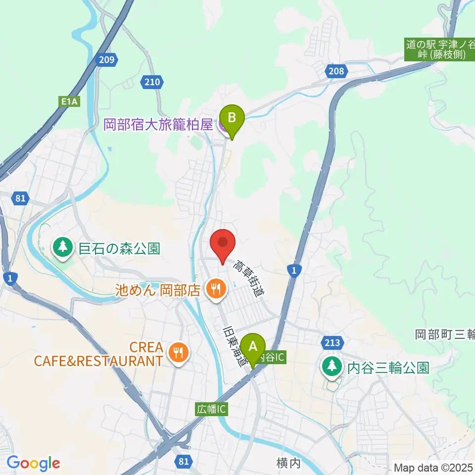 藤枝市民ホールおかべ周辺のカフェ一覧地図