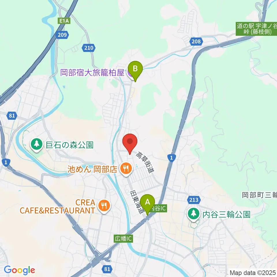 藤枝市民ホールおかべ周辺のカフェ一覧地図