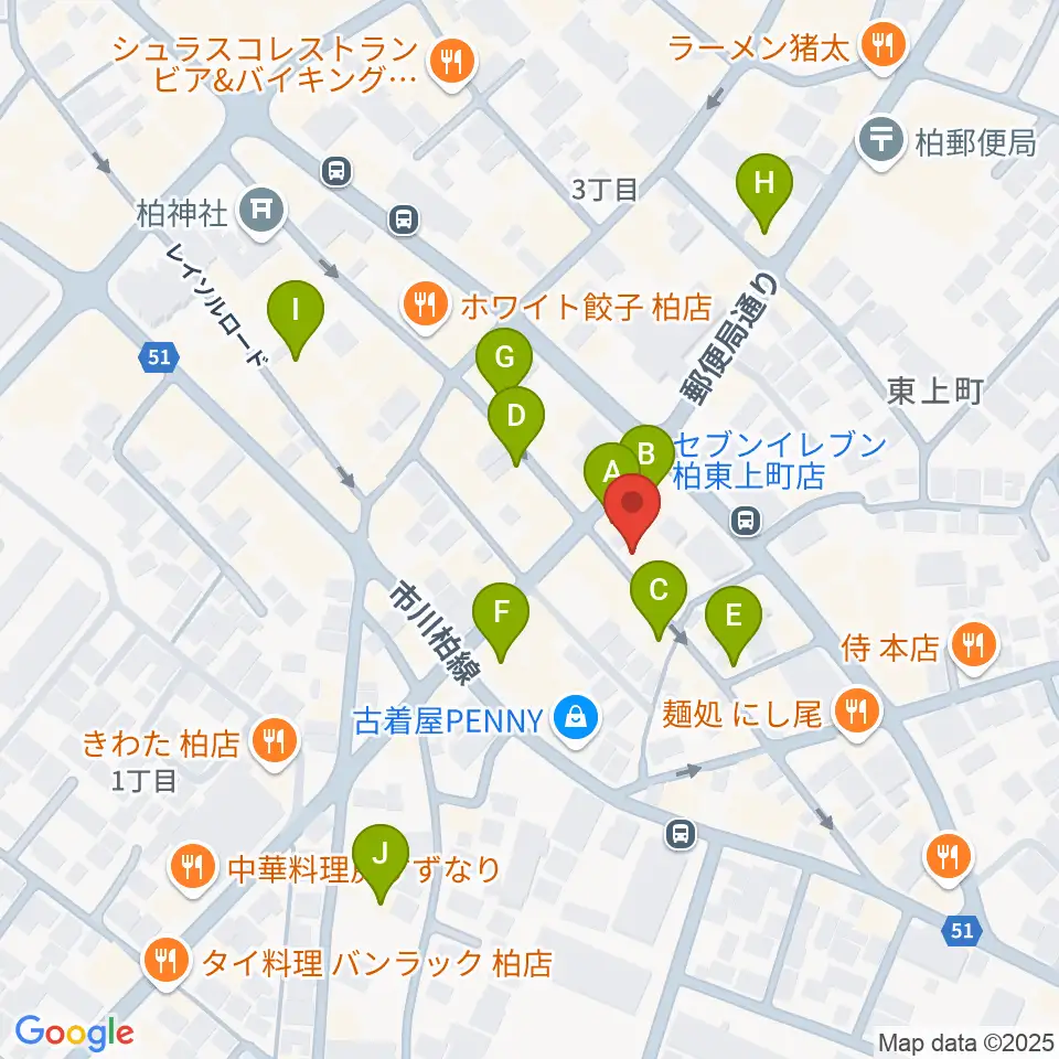 DOMe柏周辺のカフェ一覧地図