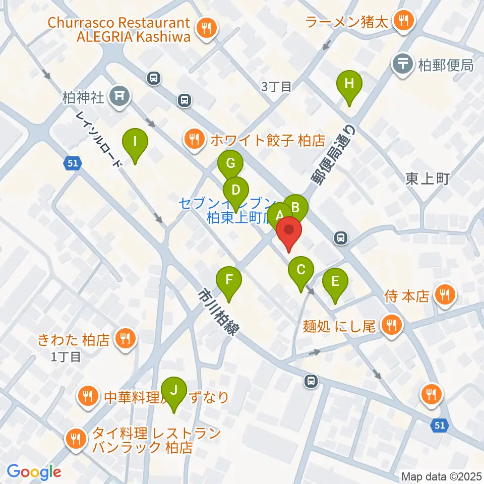 DOMe柏周辺のカフェ一覧地図