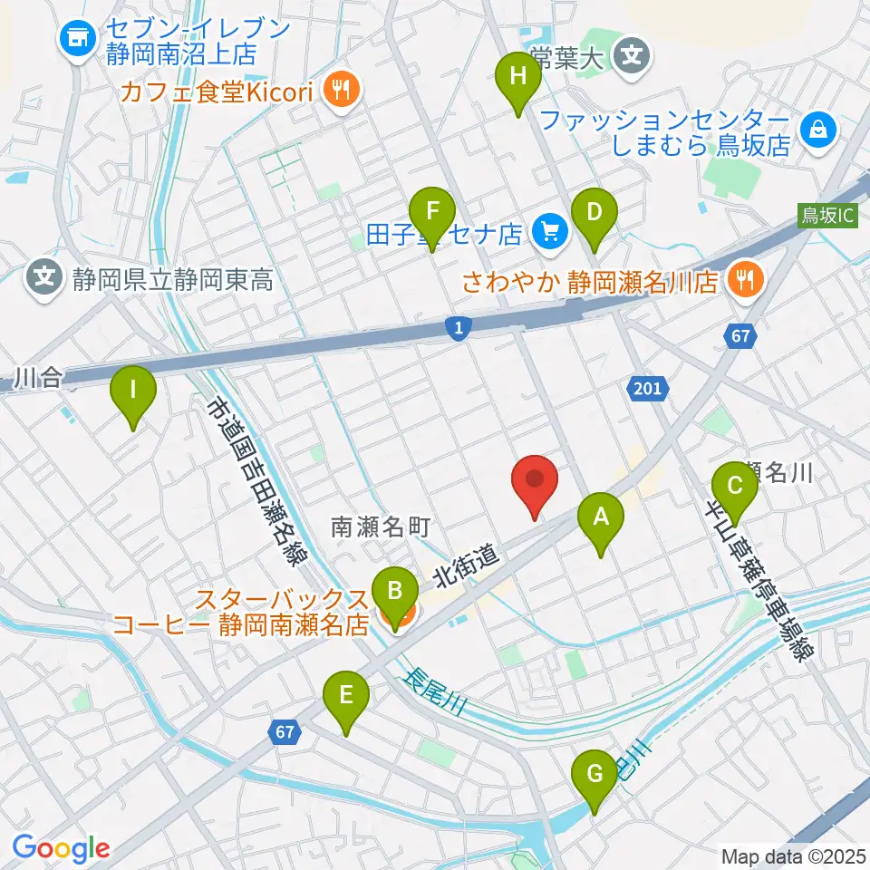 すみやグッディおとサロン瀬名周辺のカフェ一覧地図