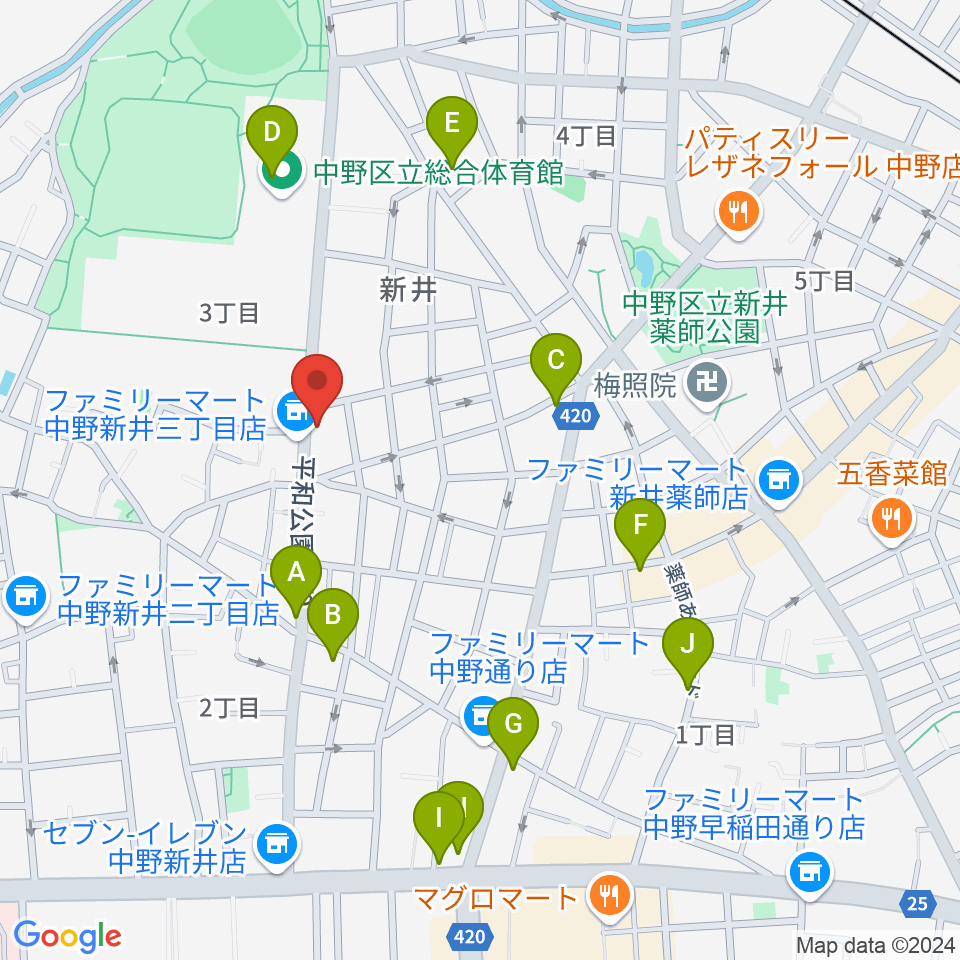 中野 Studio twl周辺のカフェ一覧地図