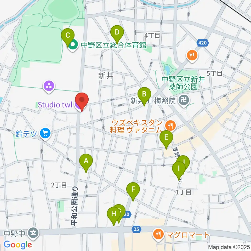 中野 Studio twl周辺のカフェ一覧地図