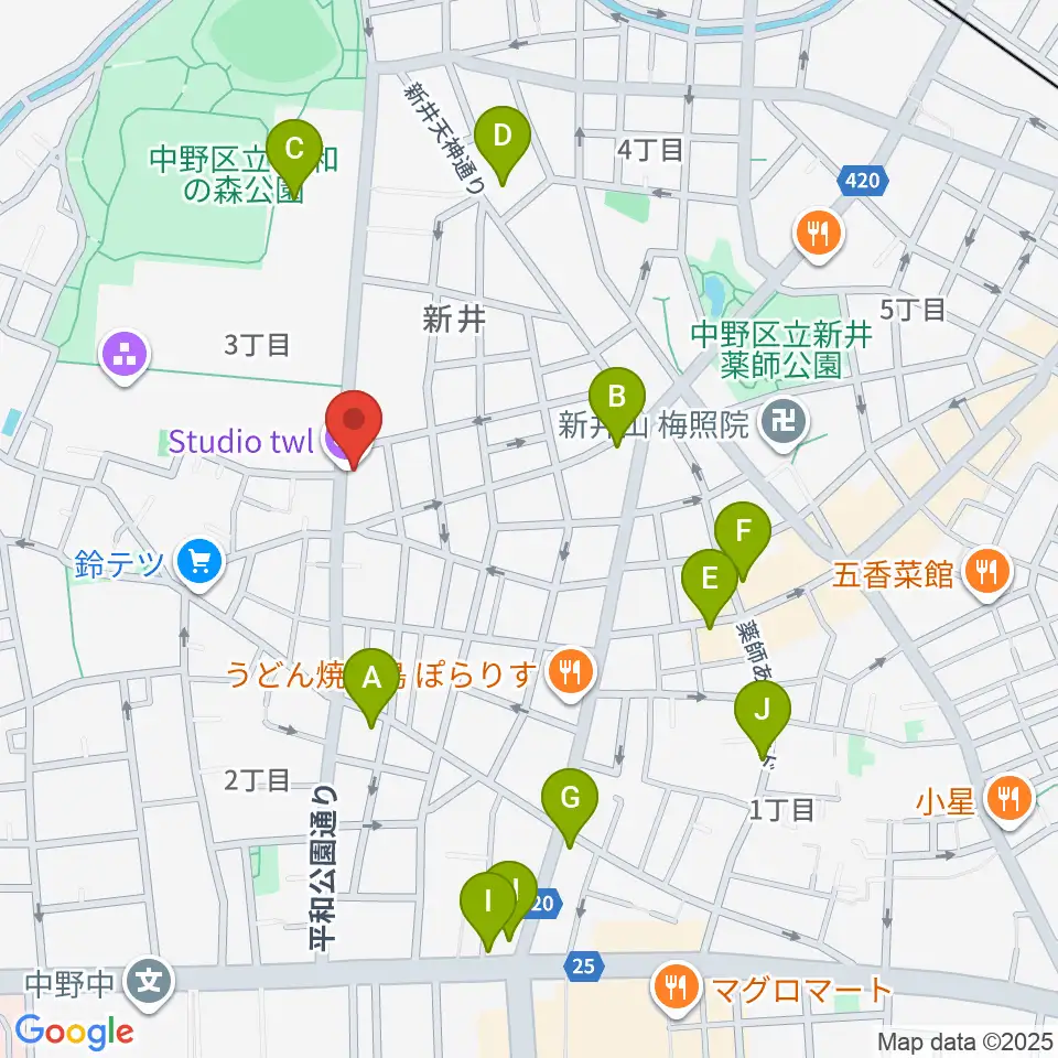 中野 Studio twl周辺のカフェ一覧地図
