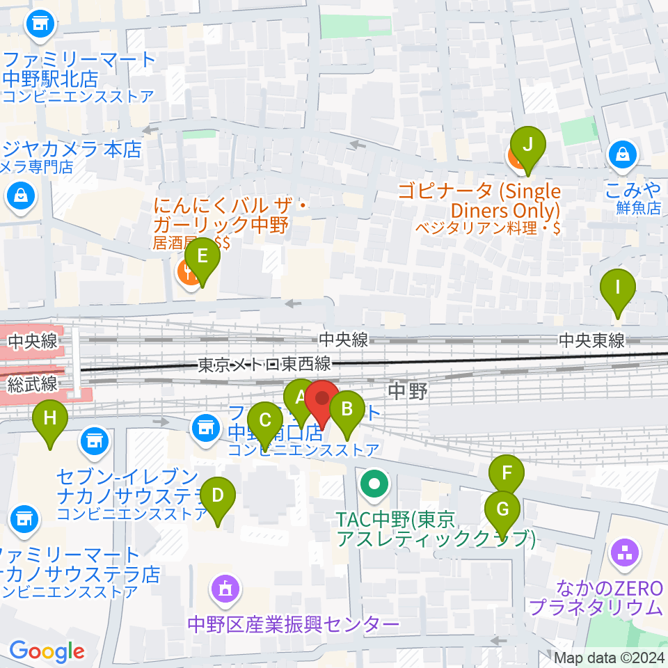 中野あくとれ周辺のカフェ一覧地図