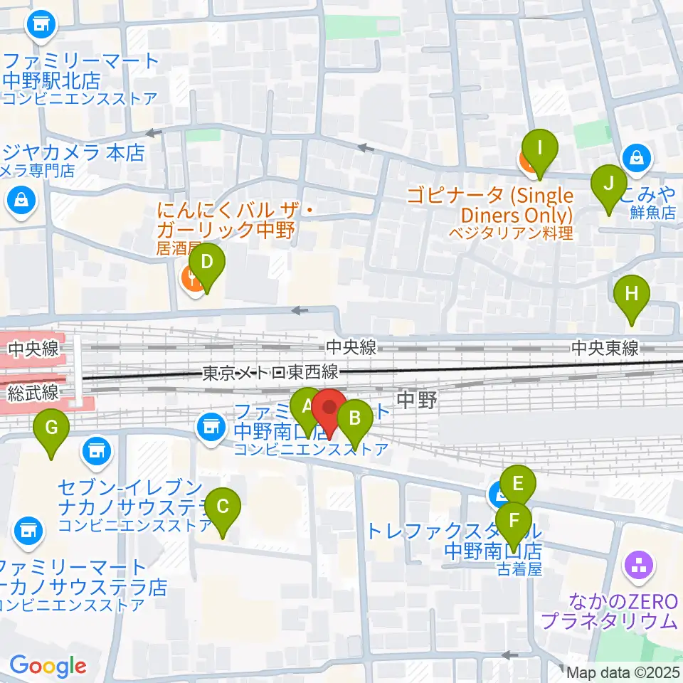 中野あくとれ周辺のカフェ一覧地図