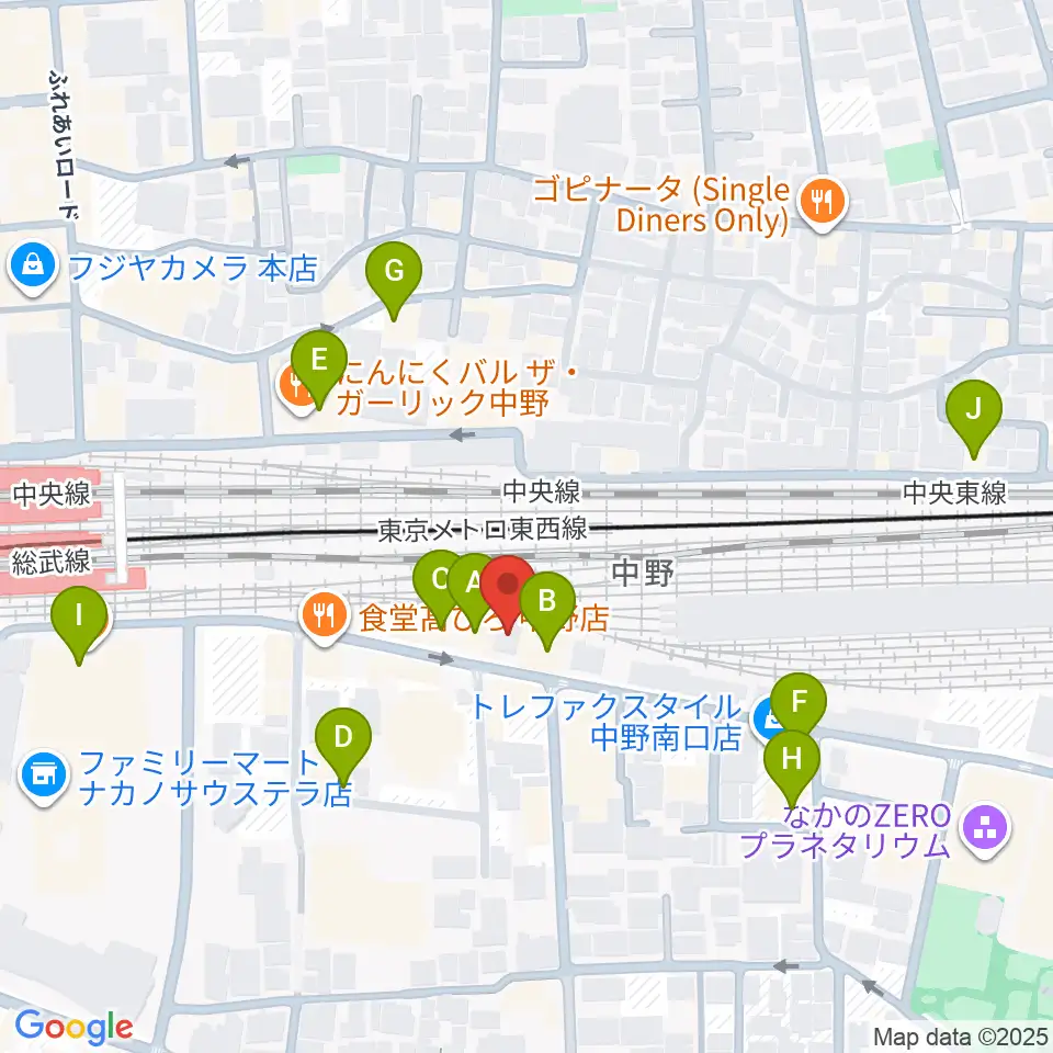 中野あくとれ周辺のカフェ一覧地図