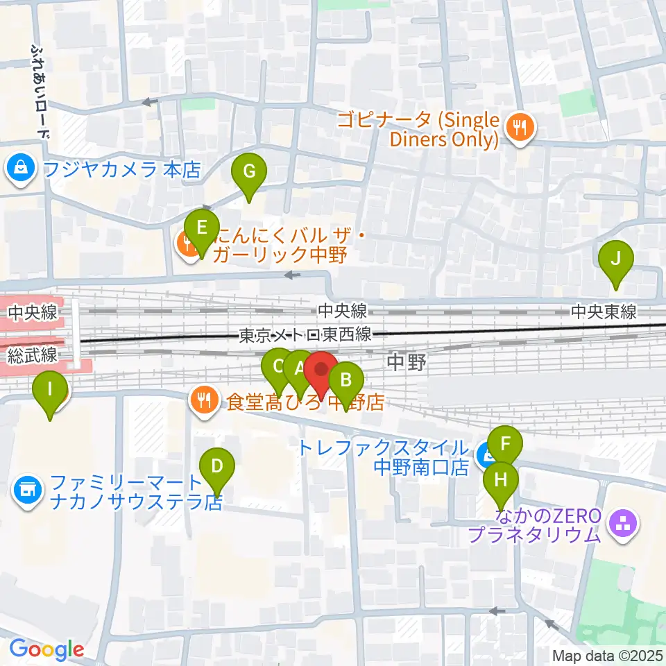 中野あくとれ周辺のカフェ一覧地図