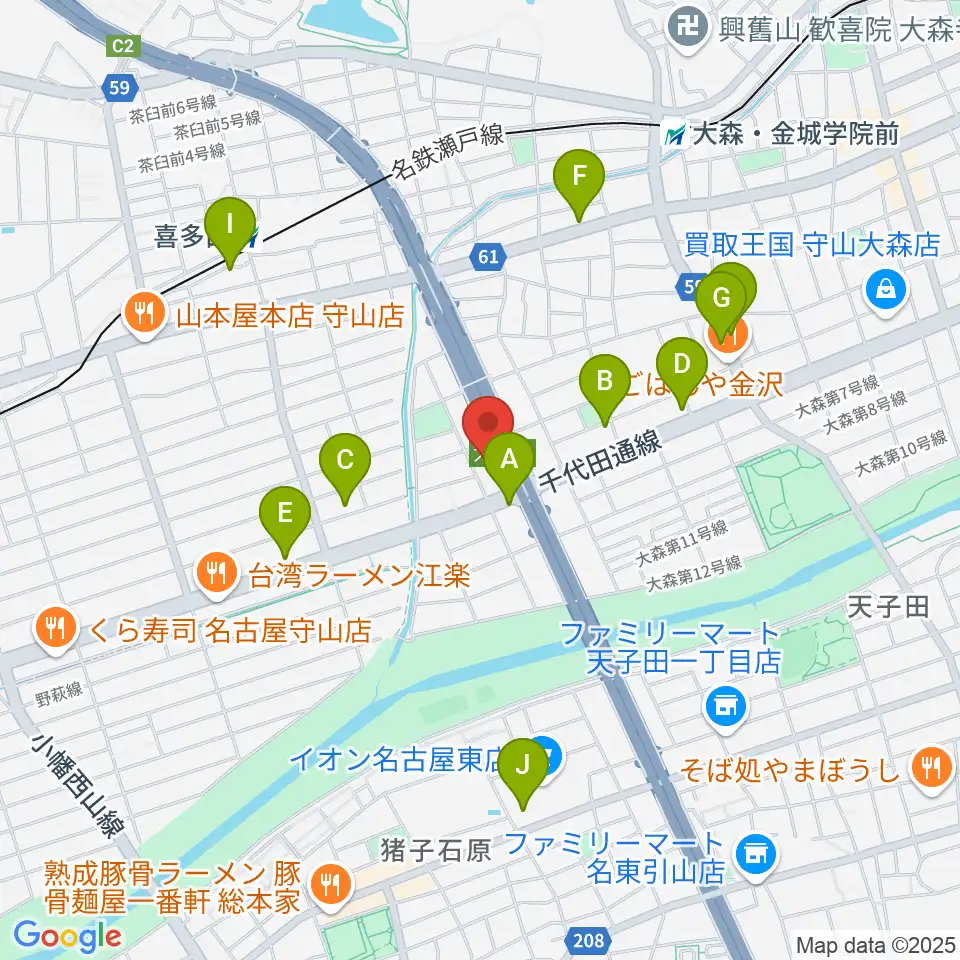 スタジオ異空間周辺のカフェ一覧地図