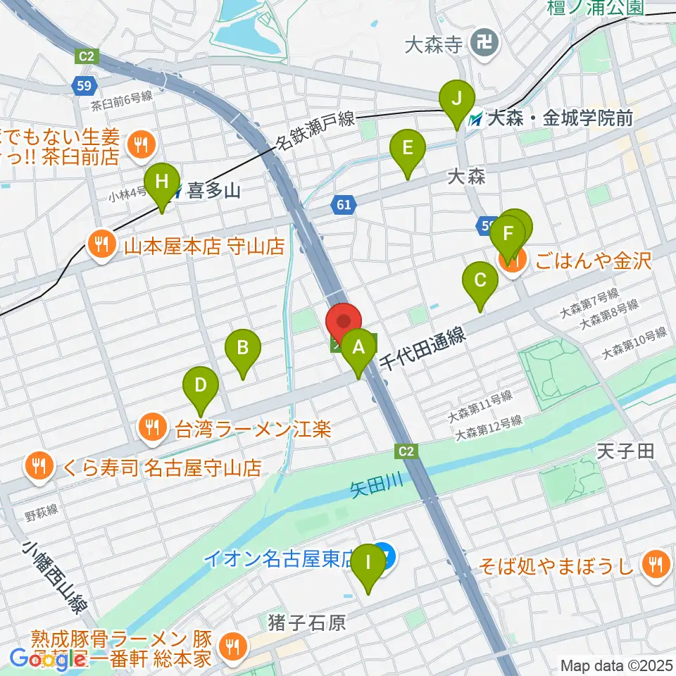 スタジオ異空間周辺のカフェ一覧地図