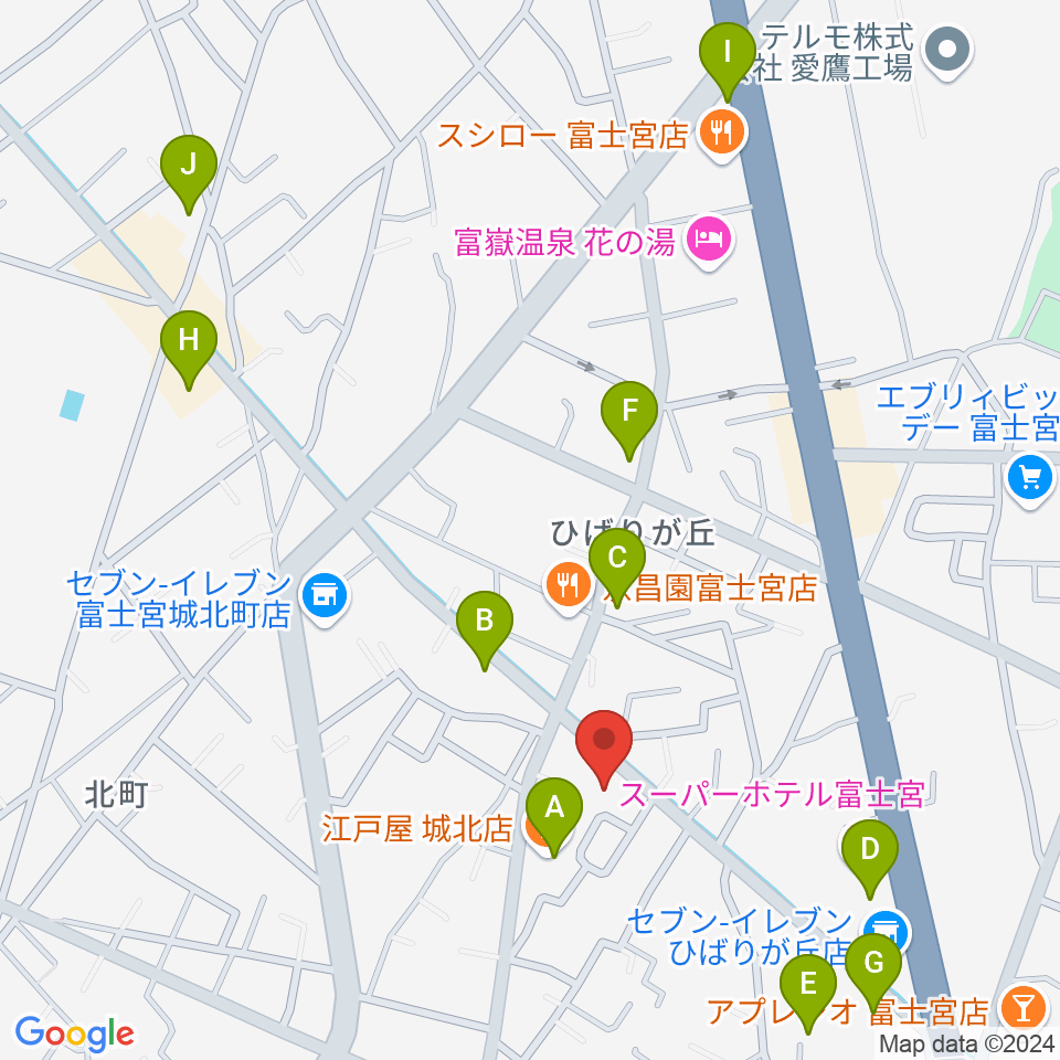 タンザワ楽器 富士宮音楽館周辺のカフェ一覧地図