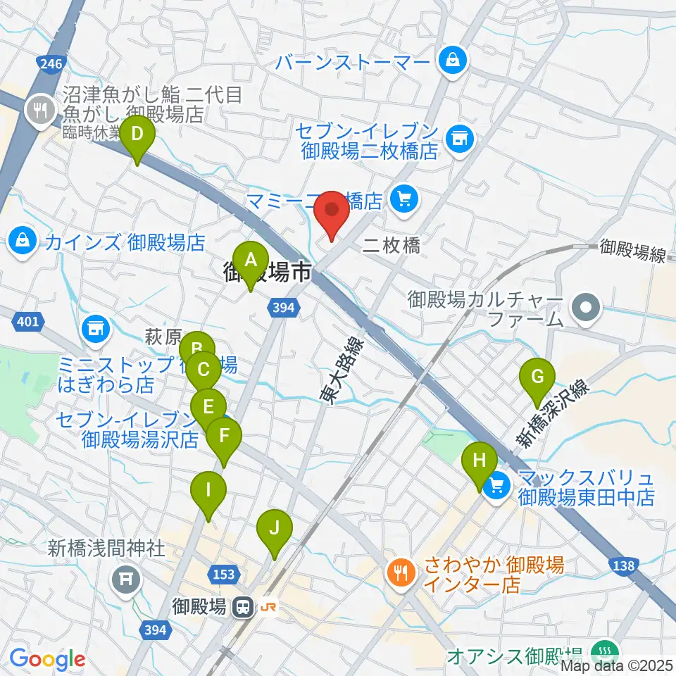 タンザワ楽器 御殿場店周辺のカフェ一覧地図