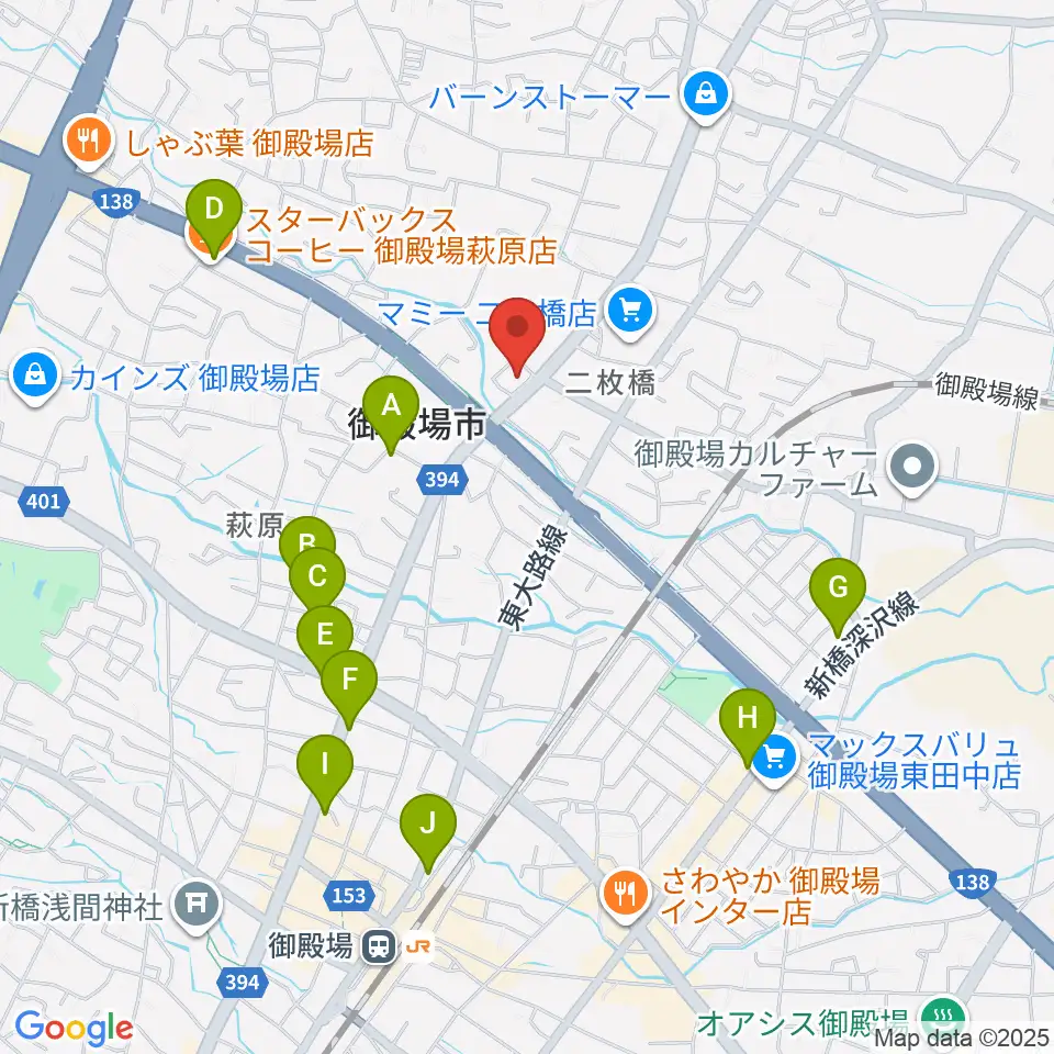 タンザワ楽器 御殿場店周辺のカフェ一覧地図