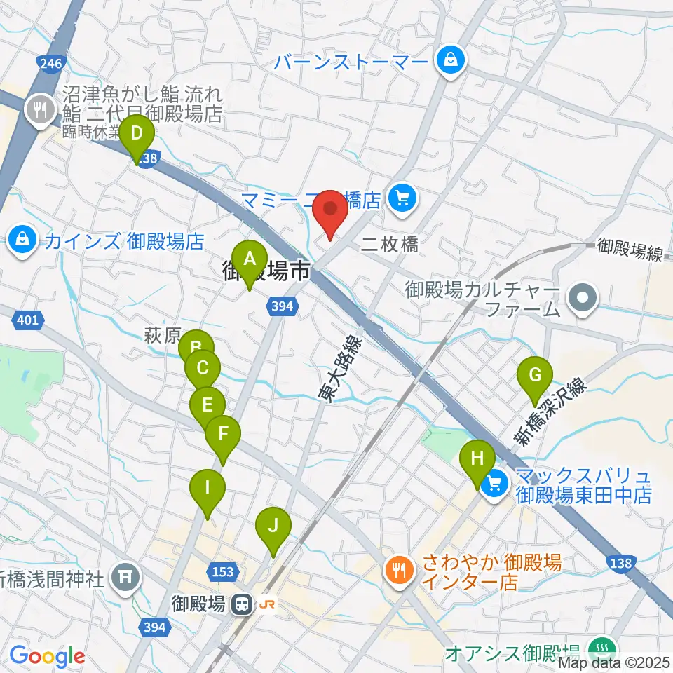 タンザワ楽器 御殿場店周辺のカフェ一覧地図