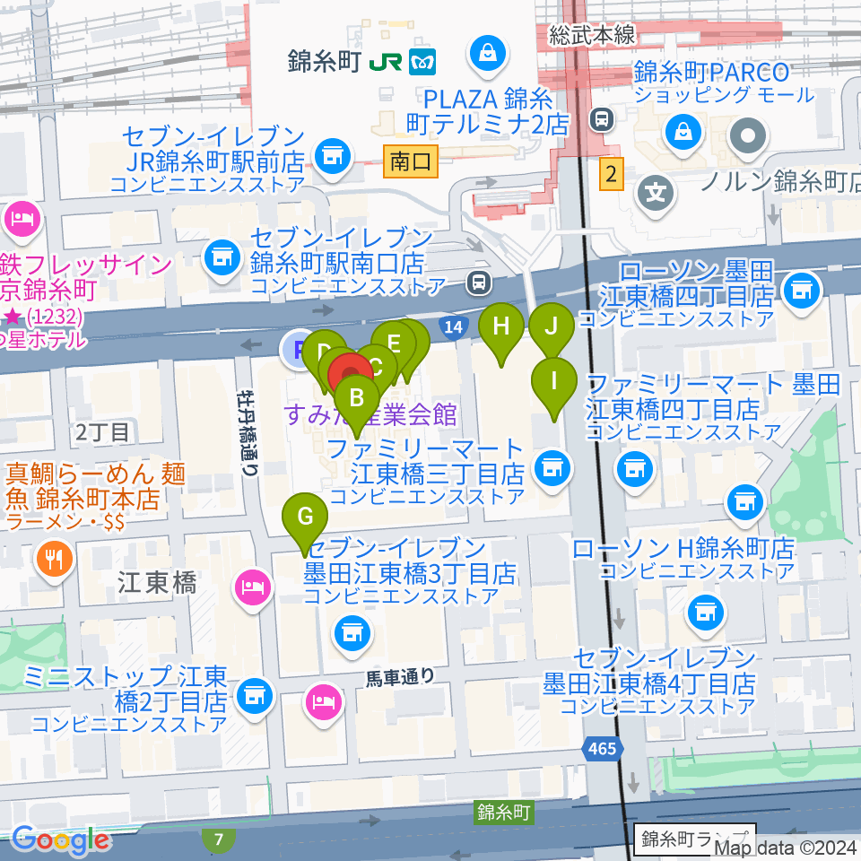 すみだ産業会館サンライズホール周辺のカフェ一覧地図