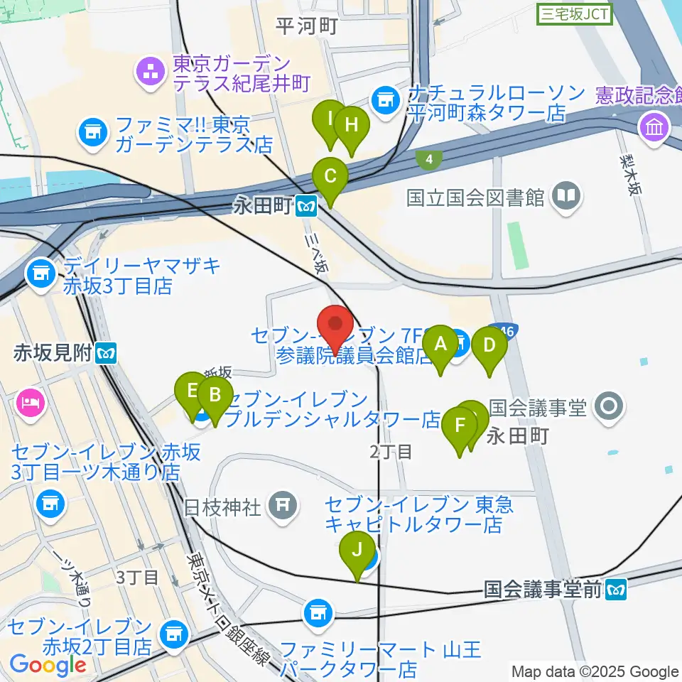 星陵会館周辺のカフェ一覧地図