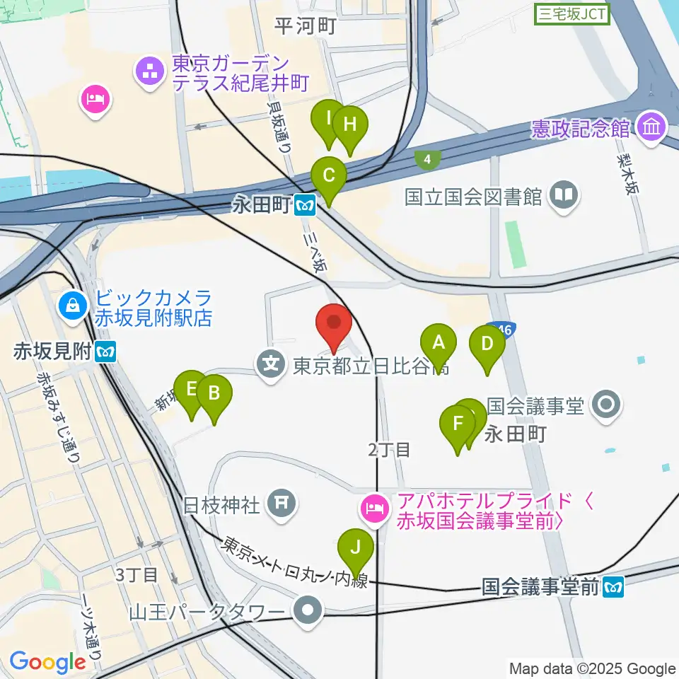 星陵会館周辺のカフェ一覧地図