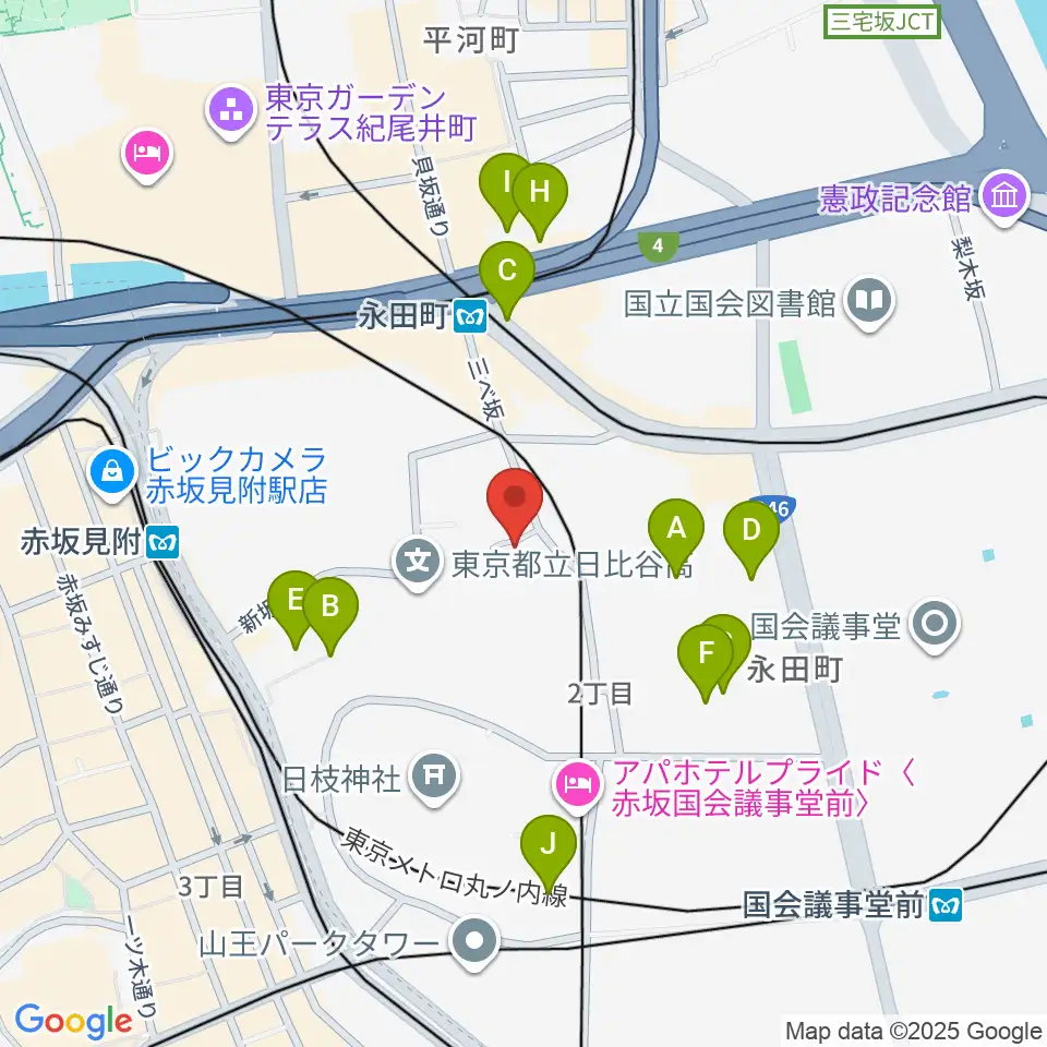 星陵会館周辺のカフェ一覧地図