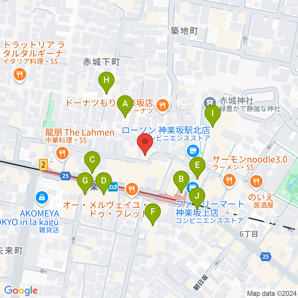 神楽坂セッションハウス周辺のカフェ一覧地図