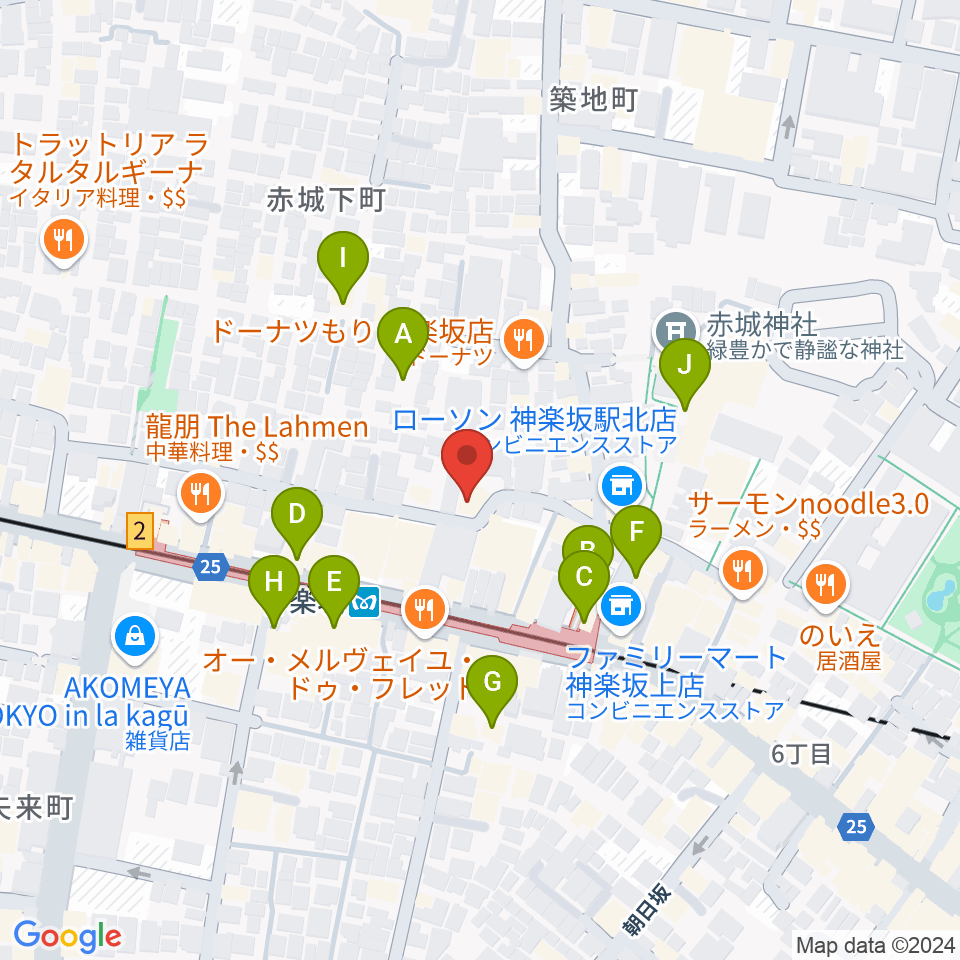 神楽坂セッションハウス周辺のカフェ一覧地図