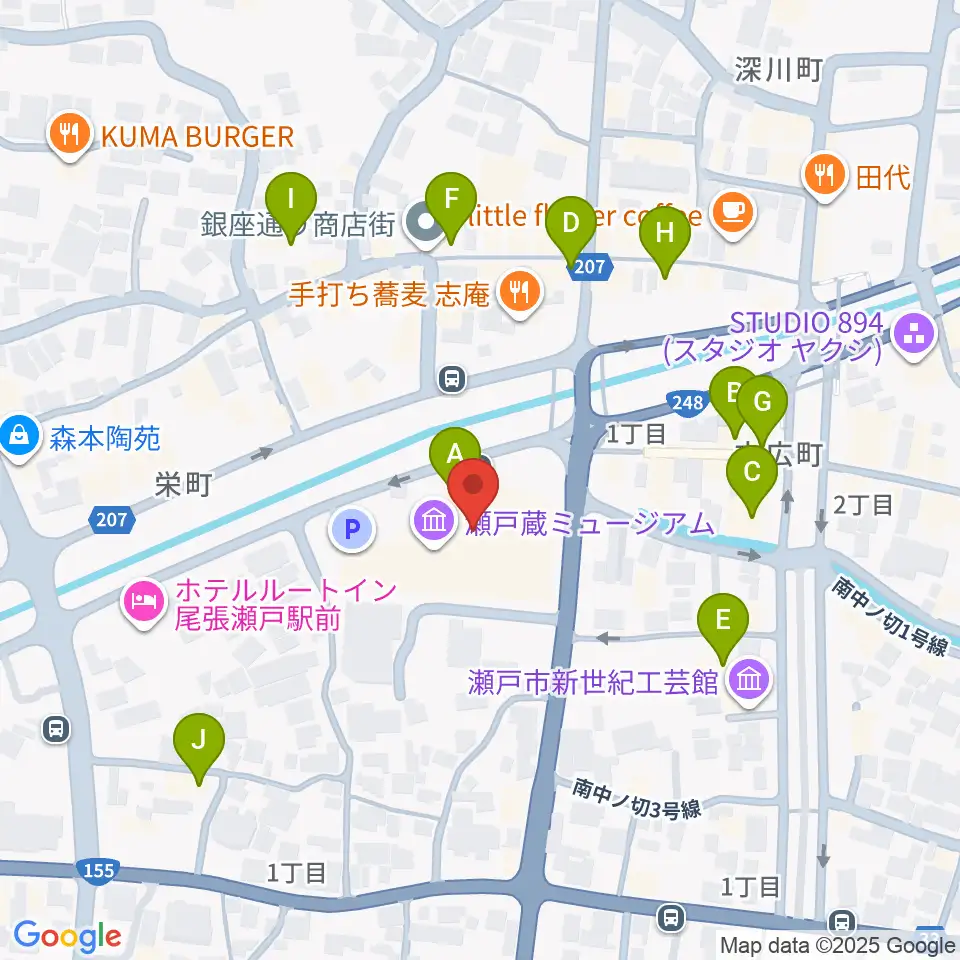 瀬戸蔵周辺のカフェ一覧地図