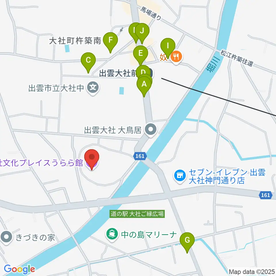 大社文化プレイス うらら館周辺のカフェ一覧地図