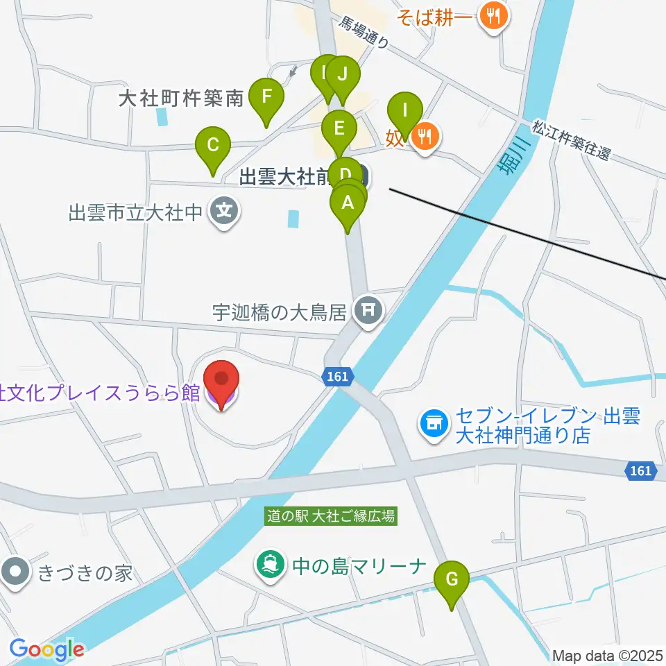 大社文化プレイス うらら館周辺のカフェ一覧地図