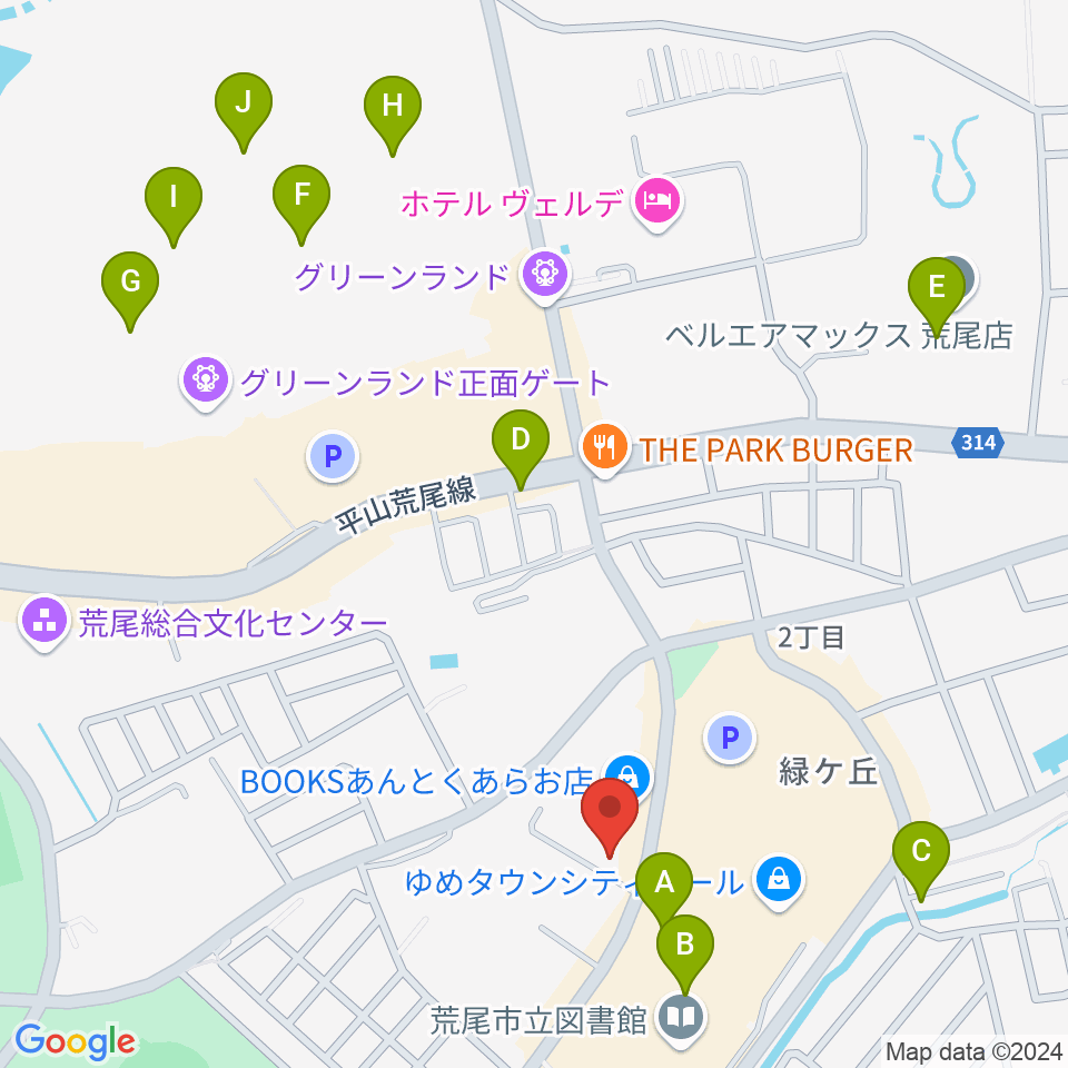 大谷楽器店 荒尾教室周辺のカフェ一覧地図