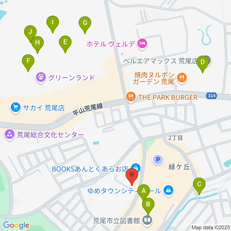 大谷楽器店 荒尾教室周辺のカフェ一覧地図