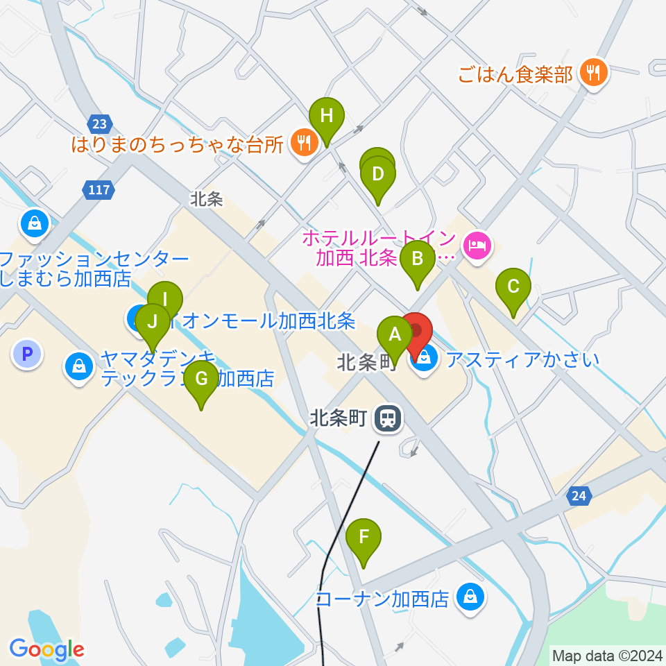 ねひめホール（加西市地域交流センター）周辺のカフェ一覧地図